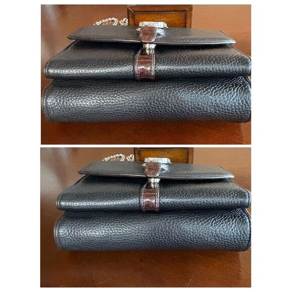 BRIGHTON - Nepal Organizer Crossbody/Pebbled Leather/Croc-Embossed Leather Trim - Picture 13 of 16